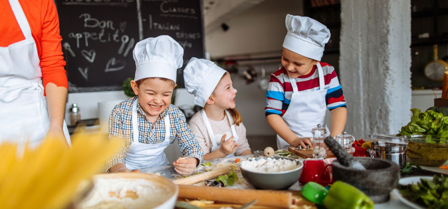 kids having fun cooking