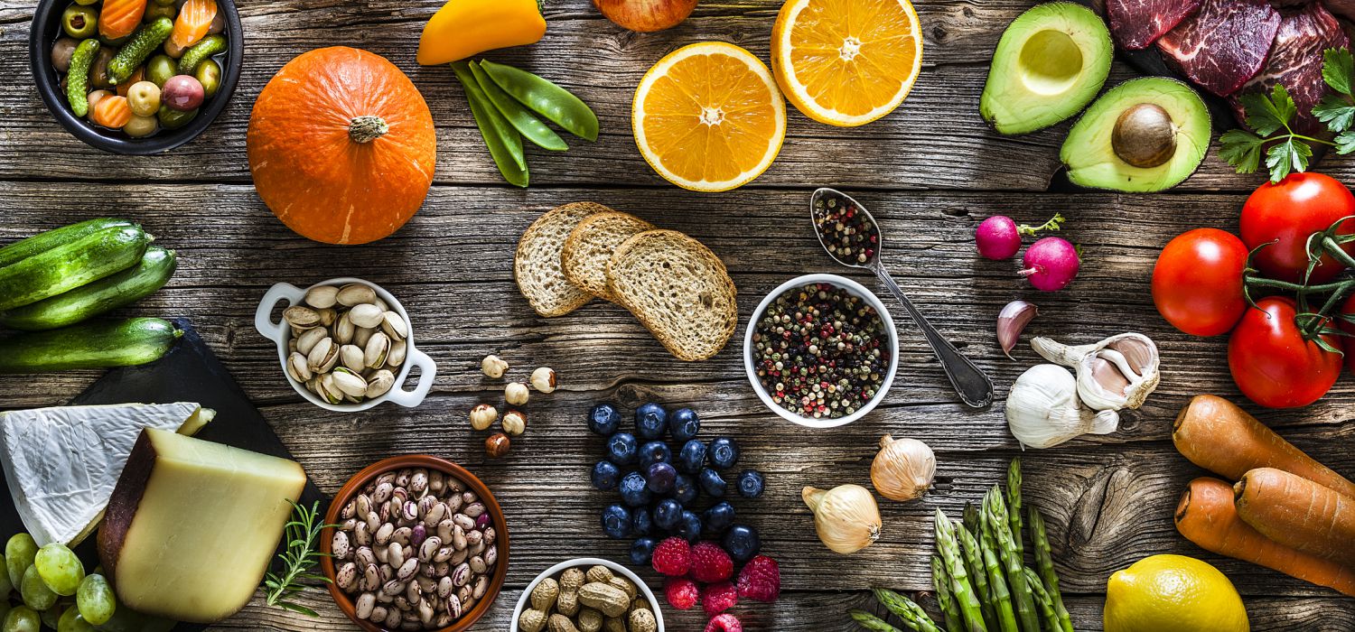 healthy food ingredients on a table