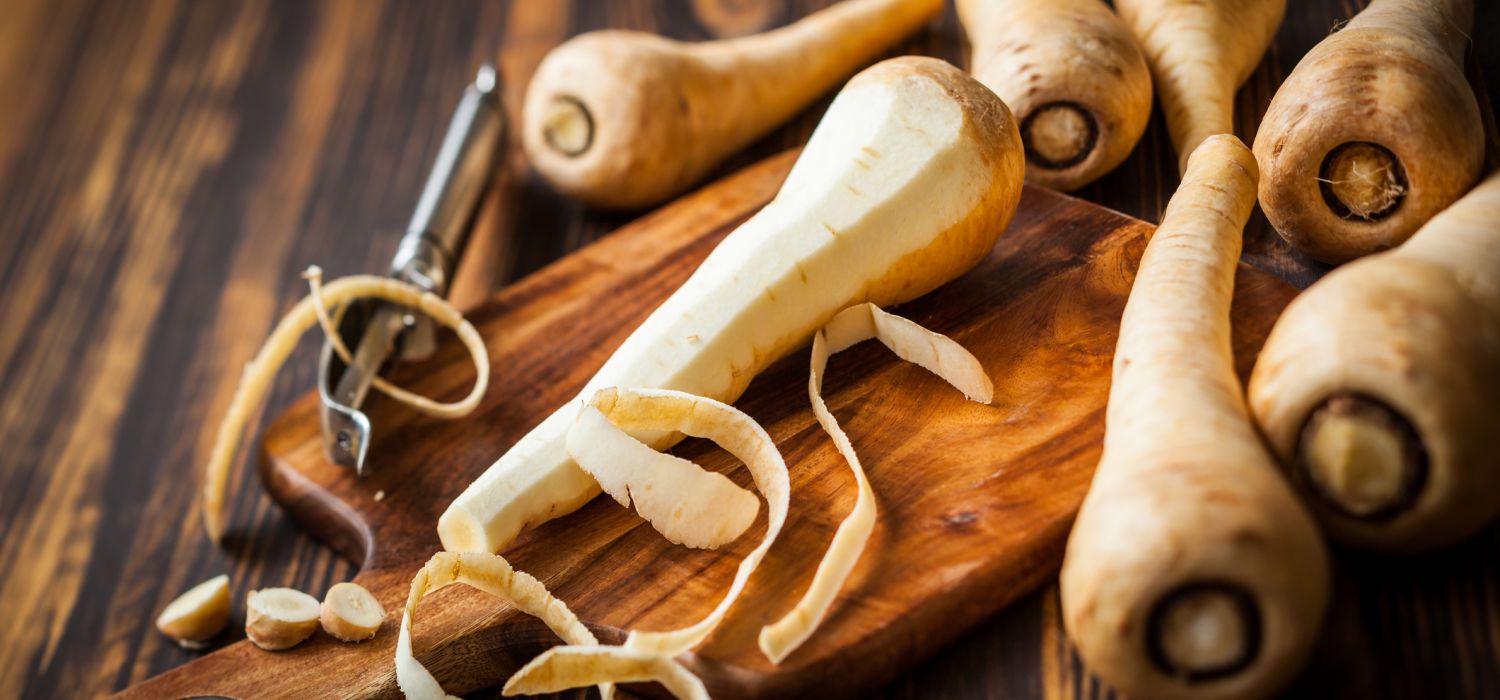 parsnips on a chop board