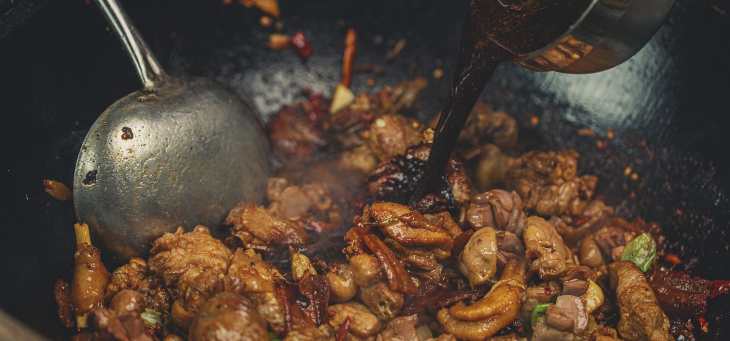 stir frying meat