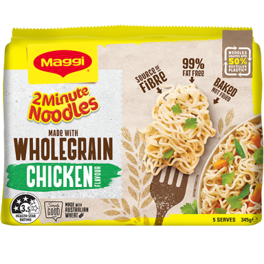 MAGGI 2 Minute Noodles Wholegrain Chicken Flavour 5 Pack - FOP